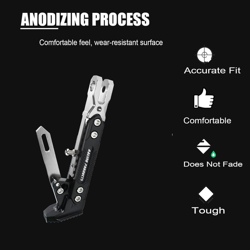 GWH Motorcycle Universal Kickstand Adjustable Modified CNC Aluminum Alloy Adjustable Tripod Holder Kickstand Foot Side Support Stand Motor Scooter Motorbike Motocross Electric Dit Pit Bike （Red) (silver) - Image 4